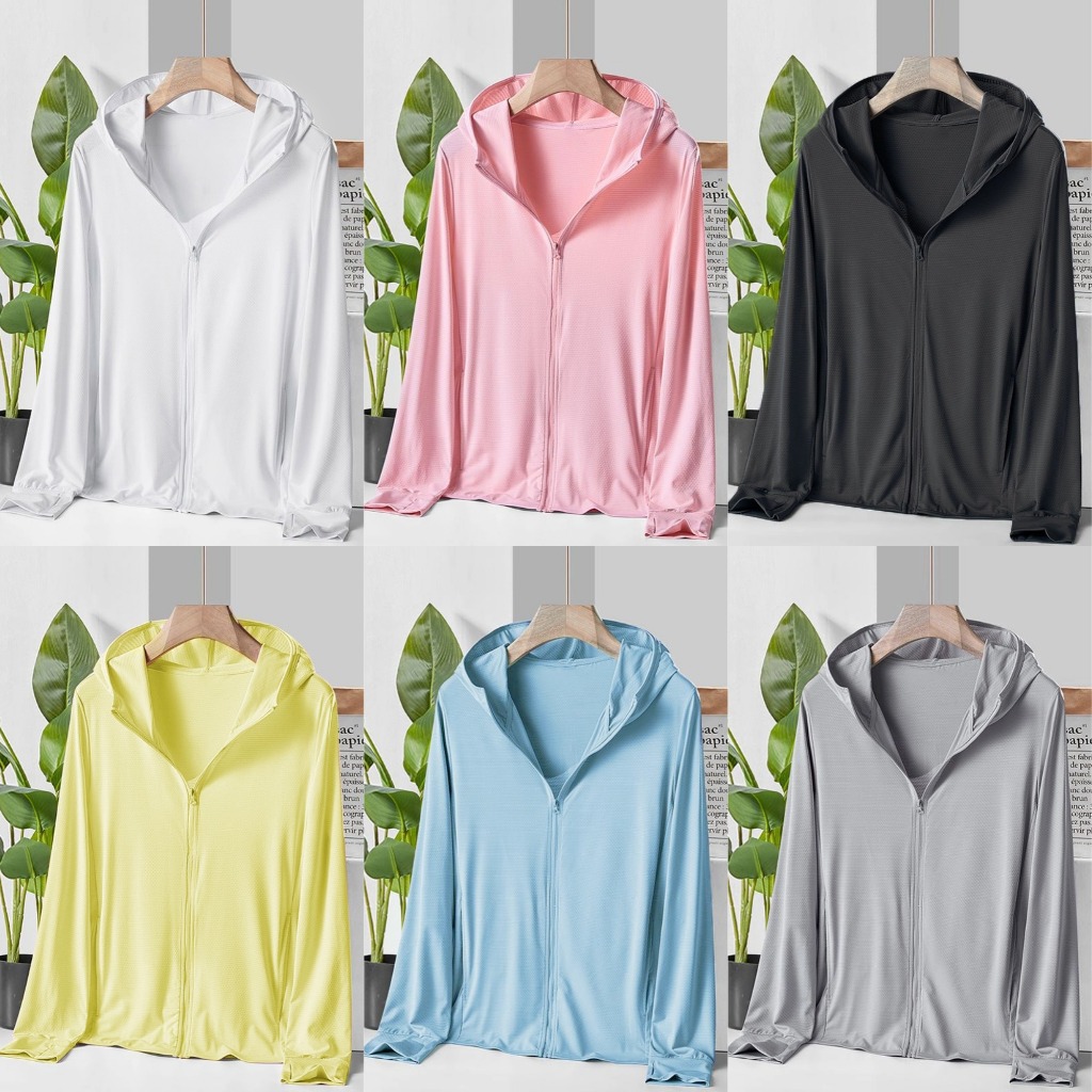 12สีให้เลือก เสื้อคลุมกันยูวี เสื้อเเจ็ตเก็ตกัน UV SPF50+ เบาบางสบาย พร้อมหมวก ระบายอากาศ #1502340