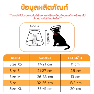 ปลอกคอกันเลีย ปลอกคอสัตว์เลี้ยง คอลล่าแมว คอลล่าสุนัข Collar ป้องกันการเลียแผล ปรับขนาดได้ มีหลายขนาดให้เลือก