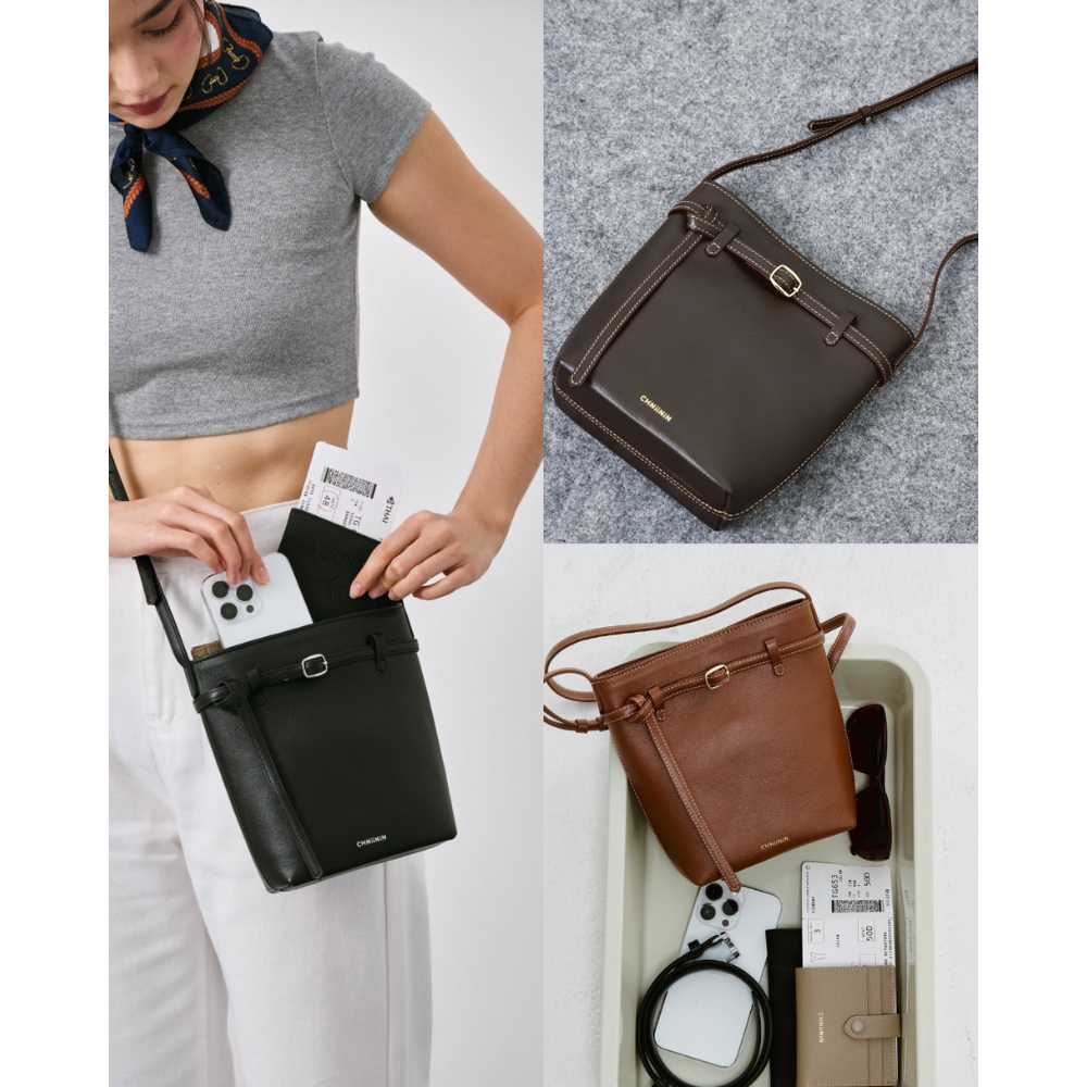 CHNiiNiN - KENNY the belted crossbody bag กระเป๋าสะพายหนังวัวแท้ น้ำหนักเบา ใช้งานสะดวก
