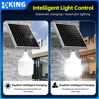 KING ไฟโซล่าเซลล์ หลอดไฟโซลาเซล์ 500W 2000W 80000W Solar Light Bulb ชาร์จไฟอัตโนม IP65 ไฟภายนอกอาคาร