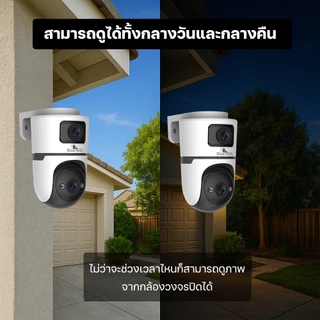 Junanvision กล้องวงจรปิด2เลนส์ คมชัด4Kรุ่น 4K-X7 สีขาวดำ แอปICAM365 รองรับการสื่อสาร 2จอ กันน้ำIP66