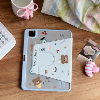 🔥พร้อมส่ง🔥case iPad Air8 11/13 Air7 Gen12 ที่ใส่ปากกา Cake Bear เคสiPadหมุน 360°Air6 Gen10/11 Pro13