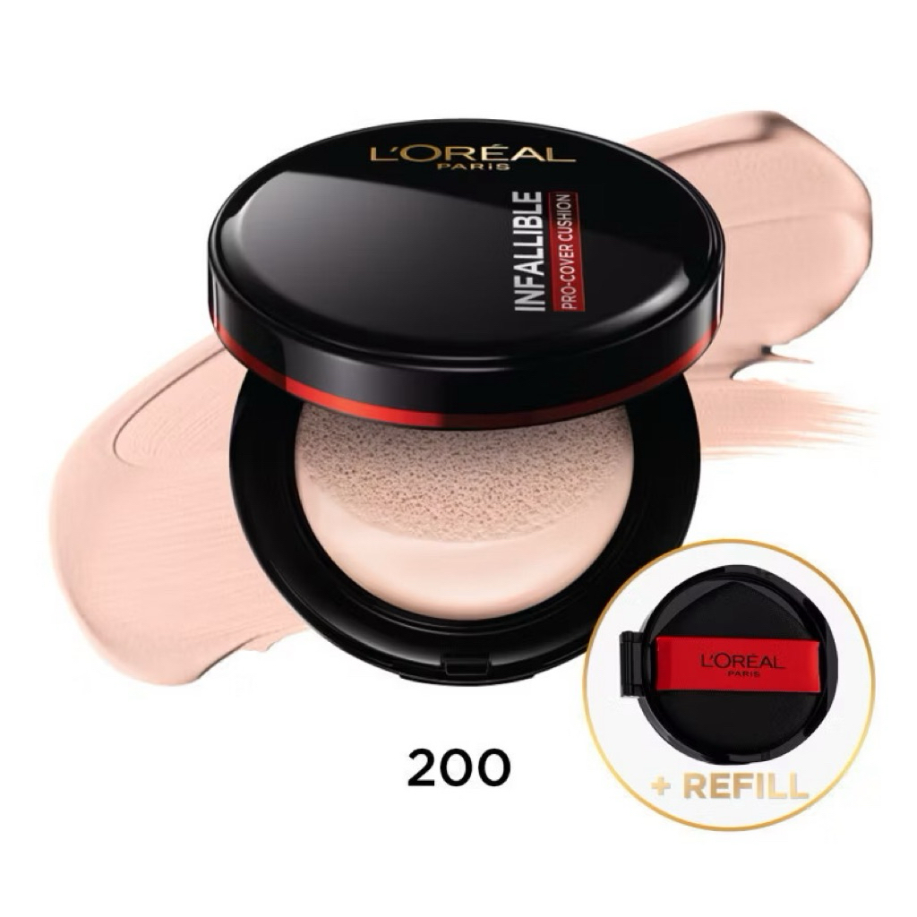 ลอรีอัล ปารีส L’Oréal Paris Infalliable Pro-Cover Cushion 14g คุชชั่น+รีฟิล เบอร์ 200