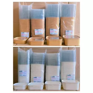 กล่องอาหารวงรี สี คราฟท์ - ขาว พร้อมฝาPETรุ่นLite ขนาด 360 , 500 , 750 , 1.000 ml. ยี่ห้อBoxjourney