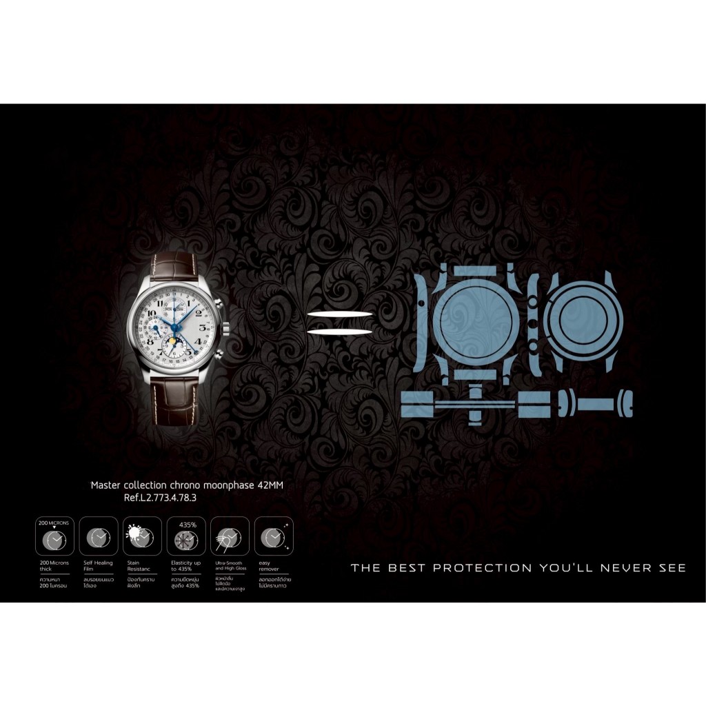 ฟิล์มกันรอยนาฬิกา Protection Film สำหรับ แบรนด์ Longines Master collection chrono moonphase 42MM  Re