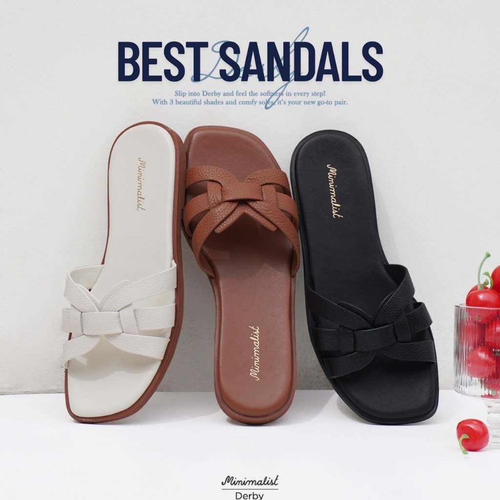 𝐌𝐈𝐍𝐈𝐌𝐀𝐋𝐈𝐒𝐓 รองเท้าแตะหนังวัว รุ่น Derby หน้าเท้ากว้างใส่ได้ สายคาดนิ่ม ไม่บาดเท้า