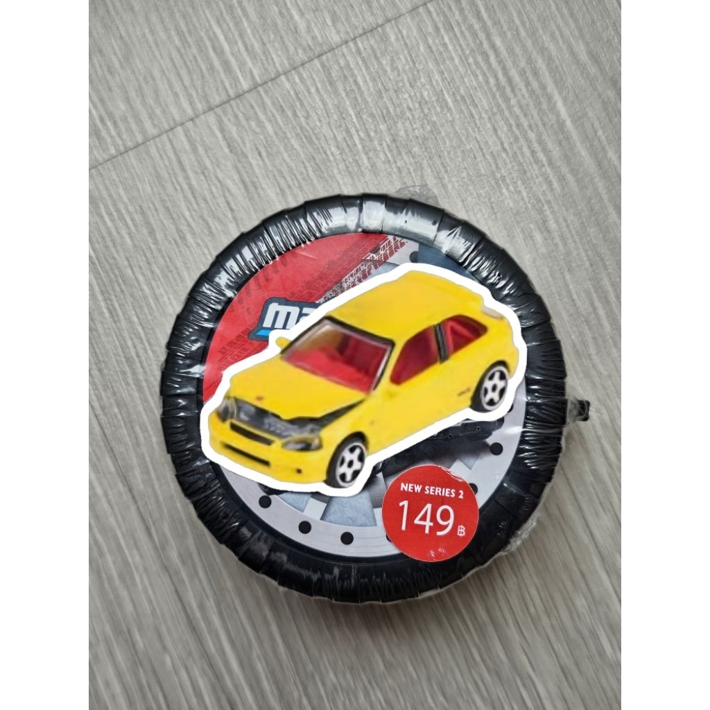 majorette Honda civic Type R EK9 สีเหลือง เบาะแดง ในล้อยังไม่แกะ