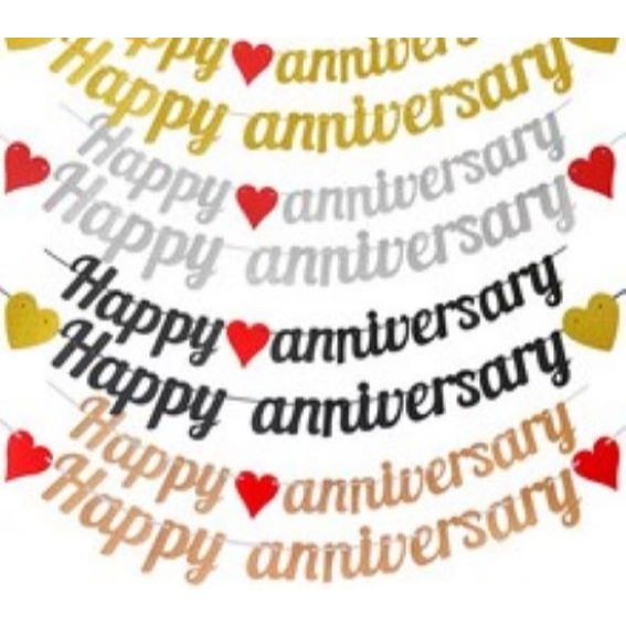 ป้ายห้อยครบรอบ Happy Anniversary ของขวัญให้แฟน วันพิเศษ ธงราว Paper Bunting Happy Anniversary Decora