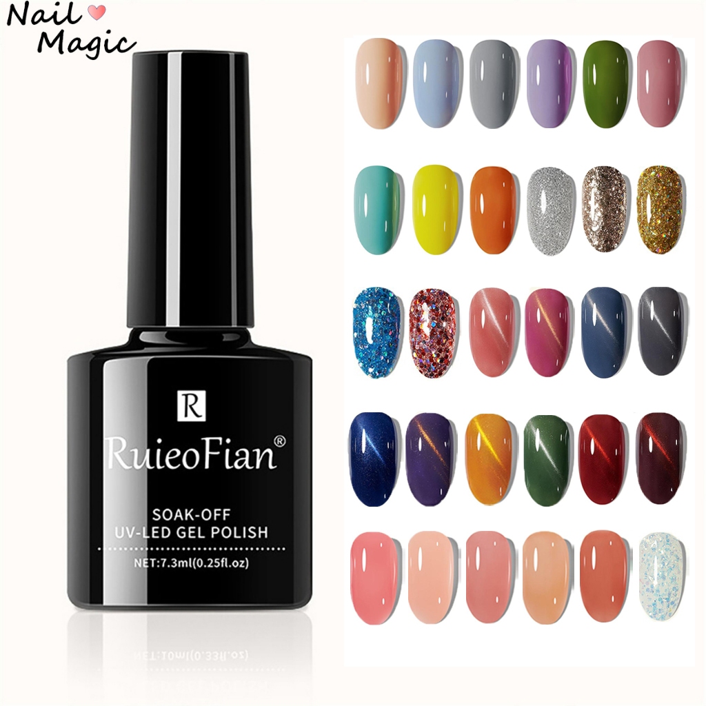 Nail Magic ยาทาเล็บเจล สีเล็บเจล 80สี UV สีทาเล็บเจล Nail Gel ต้องใช้เครื่องอบเล็บ UV/LED ให้แห้ง สีชัดติดทนนานไม่หลุด