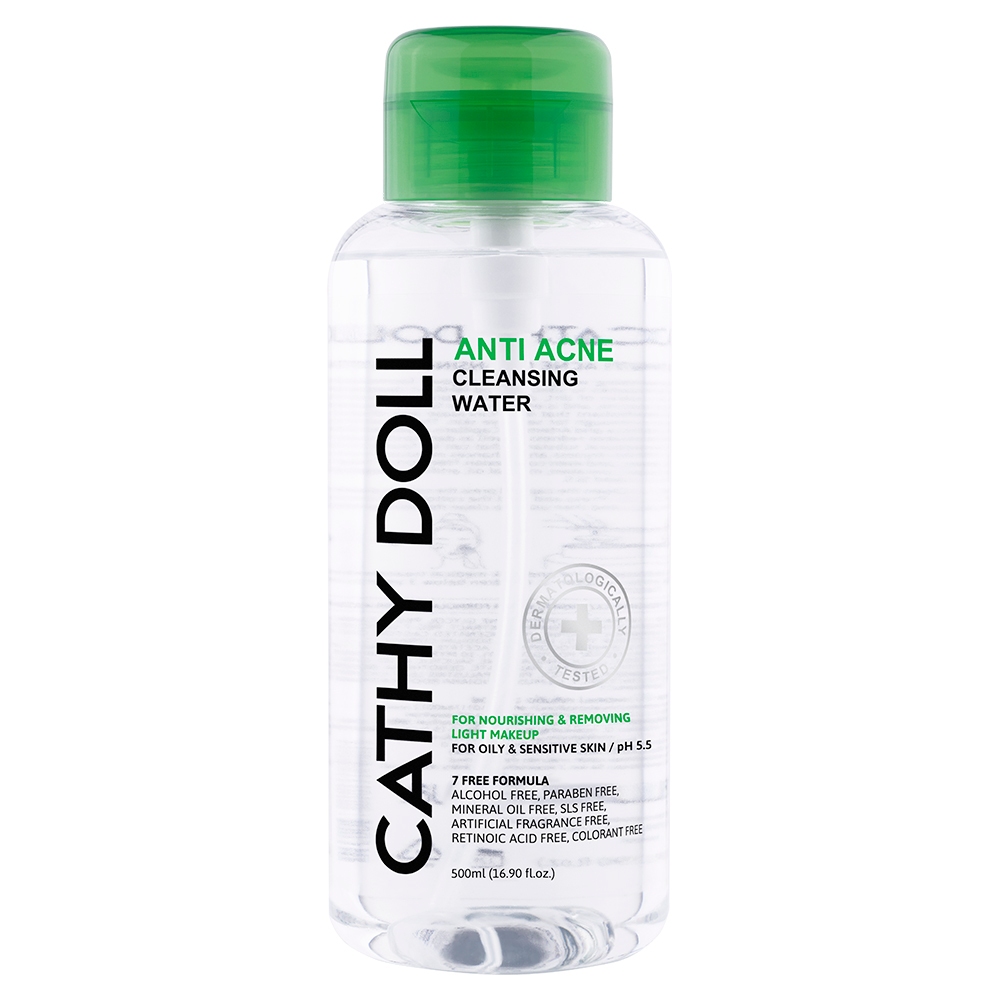 Cathy Doll แอนตี้แอคเน่คลีนซิ่งวอเตอร์ 500ml ลบเมคอัพ สูตรคุมมันกันสิว (คลีนซิ่ง เช็ดหน้า)