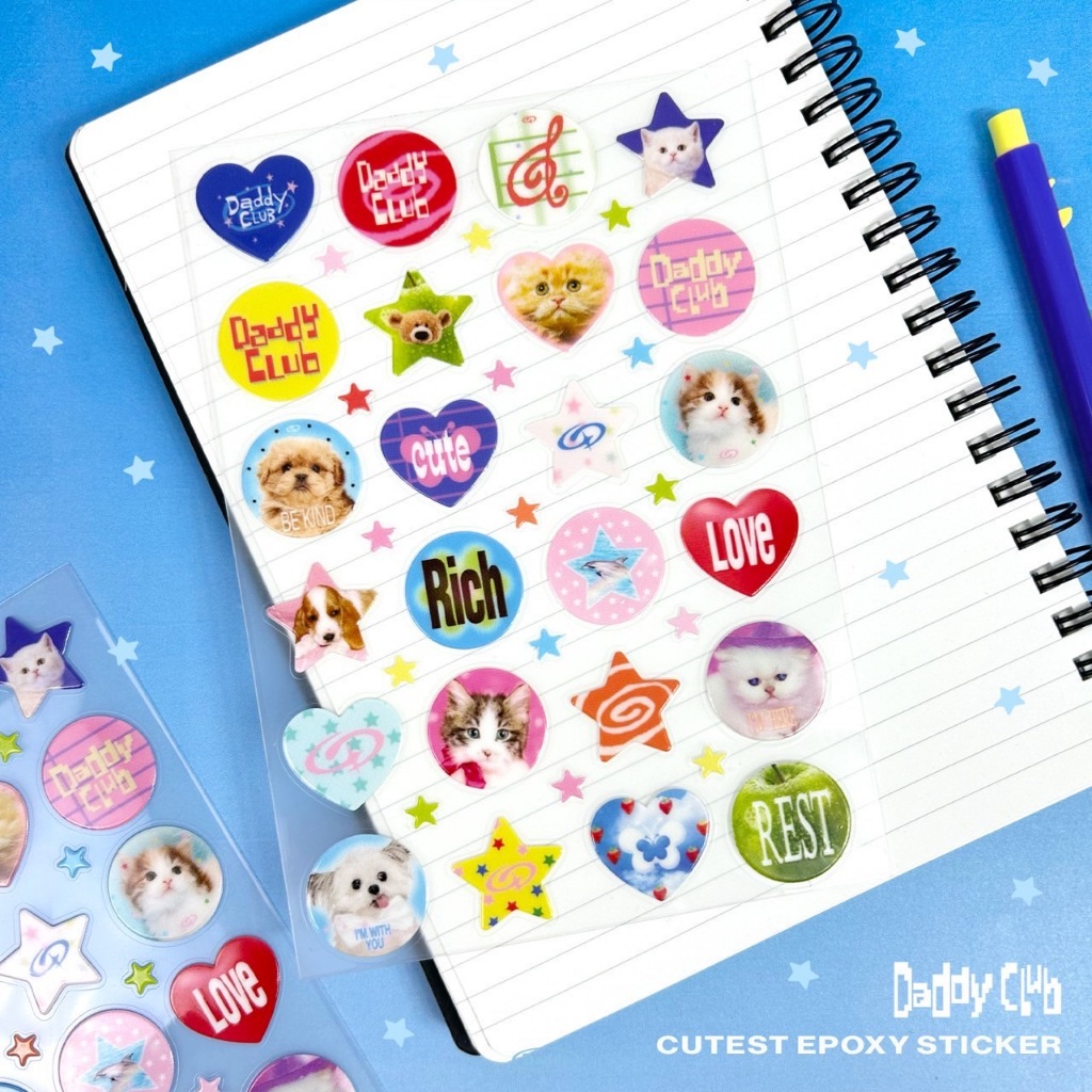 DADDYCLUB | Daddy Club Cutest Epoxy Sticker สติ๊กเกอร์ ลายน้องหมาแมว สุดน่ารัก