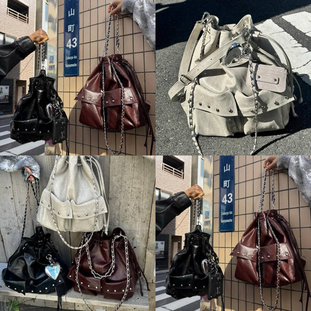 กระเป๋าสะพาย/เป้  deinet stud pocket ทำได้หลายทรง แบรนด์ดังจากเกาหลี ✨