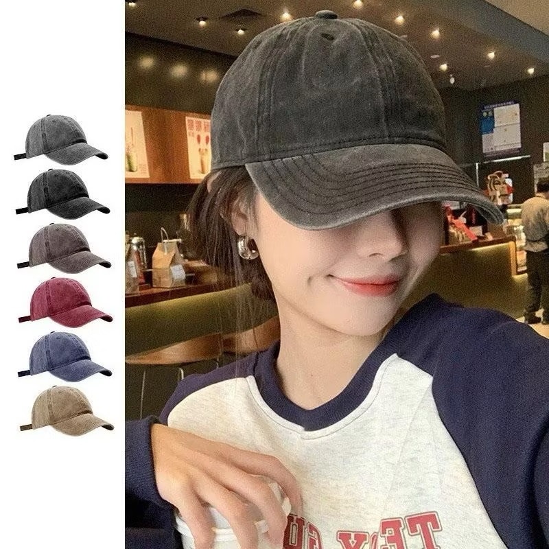 พร้อมส่ง  หมวกผู้หญิง หมวกเบสบอลสีทึบ เวอร์ชั่นเกาหลีสบายๆ ins