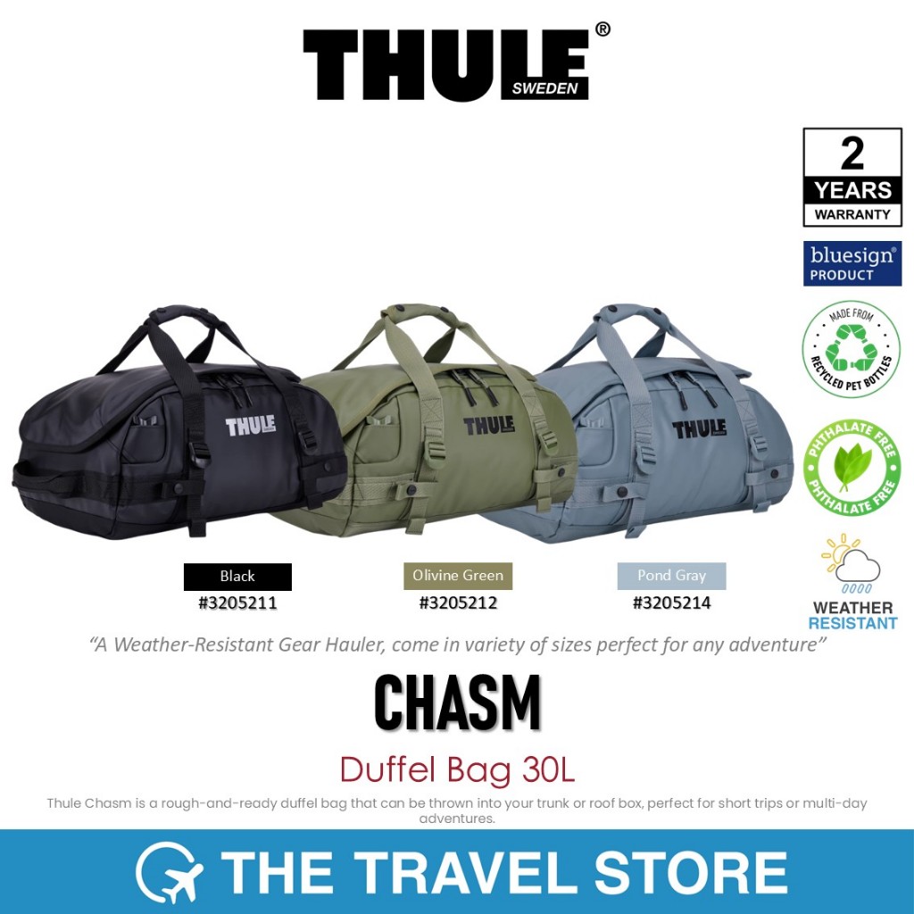Thule CHASM Duffel Bag 30L  กระเป๋าเดินทางแบบถือ รับประกัน 2 ปี