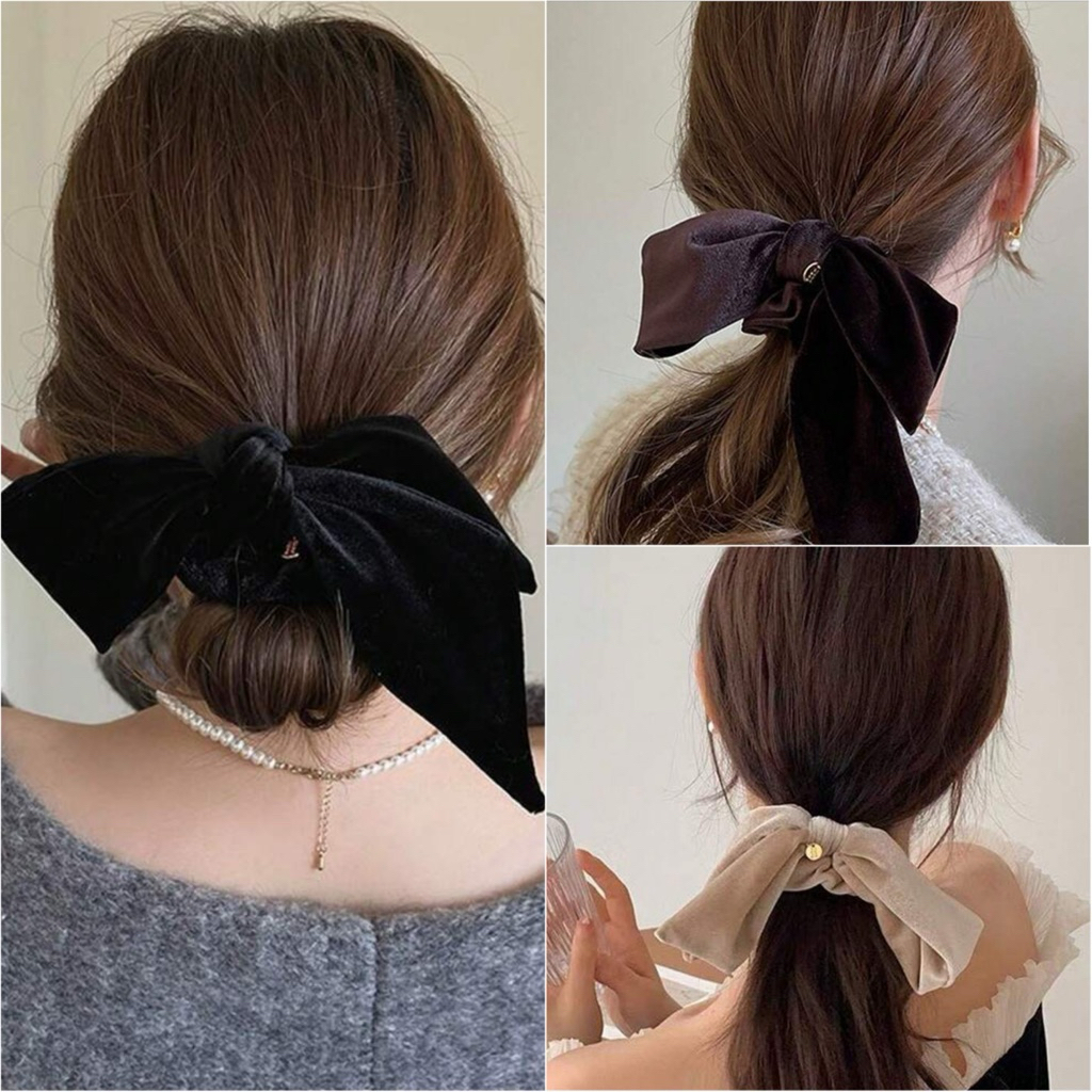 ยางรัดผมผ้ากำมะหยี่ Suede Ribbon Band ทรงสวยเรียบหรู พร้อมส่งในไทย!!!
