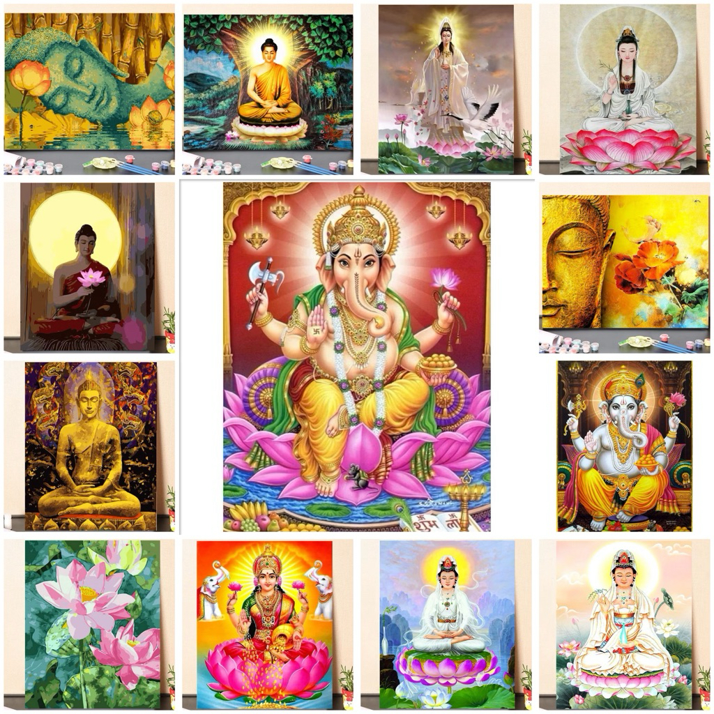 บายสีตามตัวเลข ลายพระ 25 แบบ | 40×50 ซม. ขึงเฟรมไม้ พร้อมอุปกรณ์ DIY แต่งบ้าน เสริมสิริมงคล