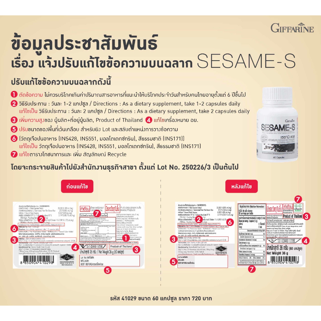 เซซามิน งาดำแคปซูล งาดำสกัด กิฟฟารีน SESAMI-S GIFFARINE  | สารสกัดงาดำ เซซามิ เซซามินกิฟฟารีน รูปที่ 7