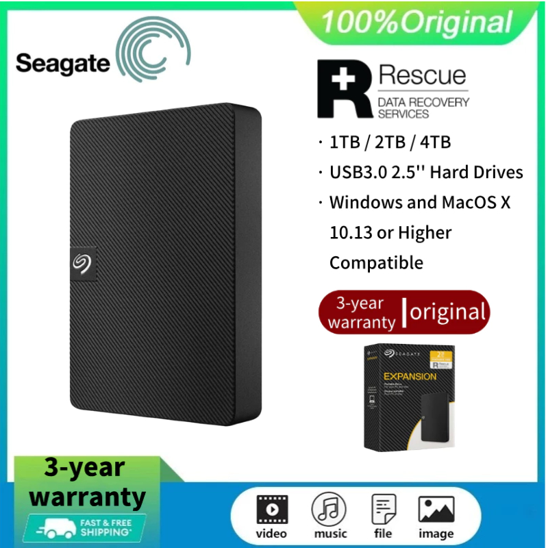 【การจัดส่งรวดเร็ว】Seagats Expansion External Hard Disk HDD Hard Drive USB 3.0 (4TB/2TB/1TB)