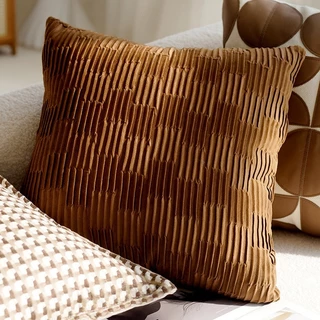 ปลอกหมอนอิงโทนสีน้ำตาล แต่งห้องสไตล์ญี่ปุ่น มินิมอล Wabi-Sabi ขนาด45x45cm เรียบหรู ปลอกหมอนอิงโซฟาเกรดสูง