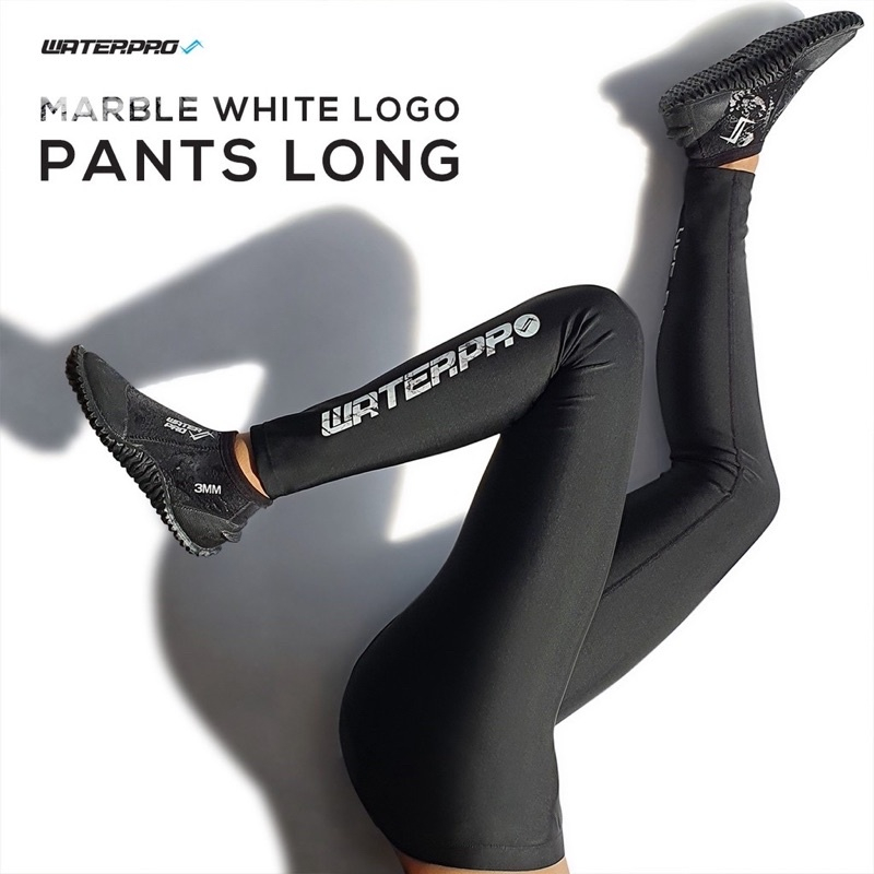 กางเกงว่ายน้ำดำน้ำผู้ชายและผู้หญฺิง – Rash Pants Long, MARBLE WHITE LOGO แบรนด์ WATER PRO – กางเกงขา