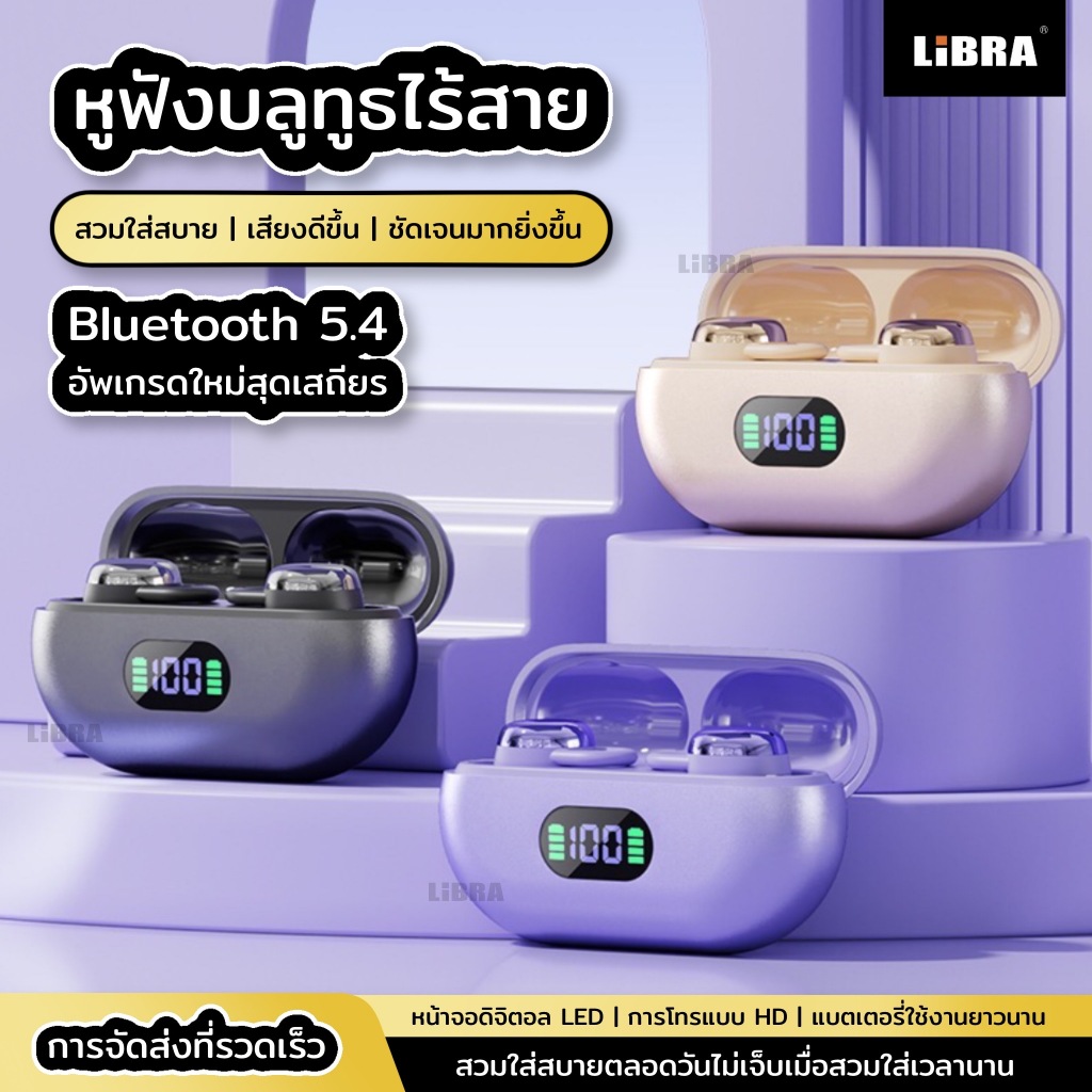 LiBRA X66Pro หูฟังบลูทูธไร้สาย บลูทูธเวอร์ชั่น 5.4 หูฟังแบบAir Conduction ตัดเสียงรบกวน สวมใส่สบาย [รับประกัน3เดือน]