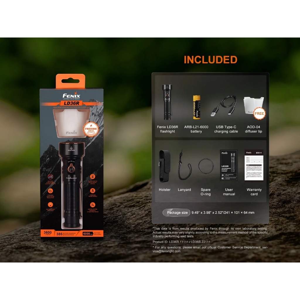 Fenix LD36R HIGH-PERFORMANCE MULTICOLOR FLASHLIGHT สินค้าตัวแทนในไทยประกัน3ปี