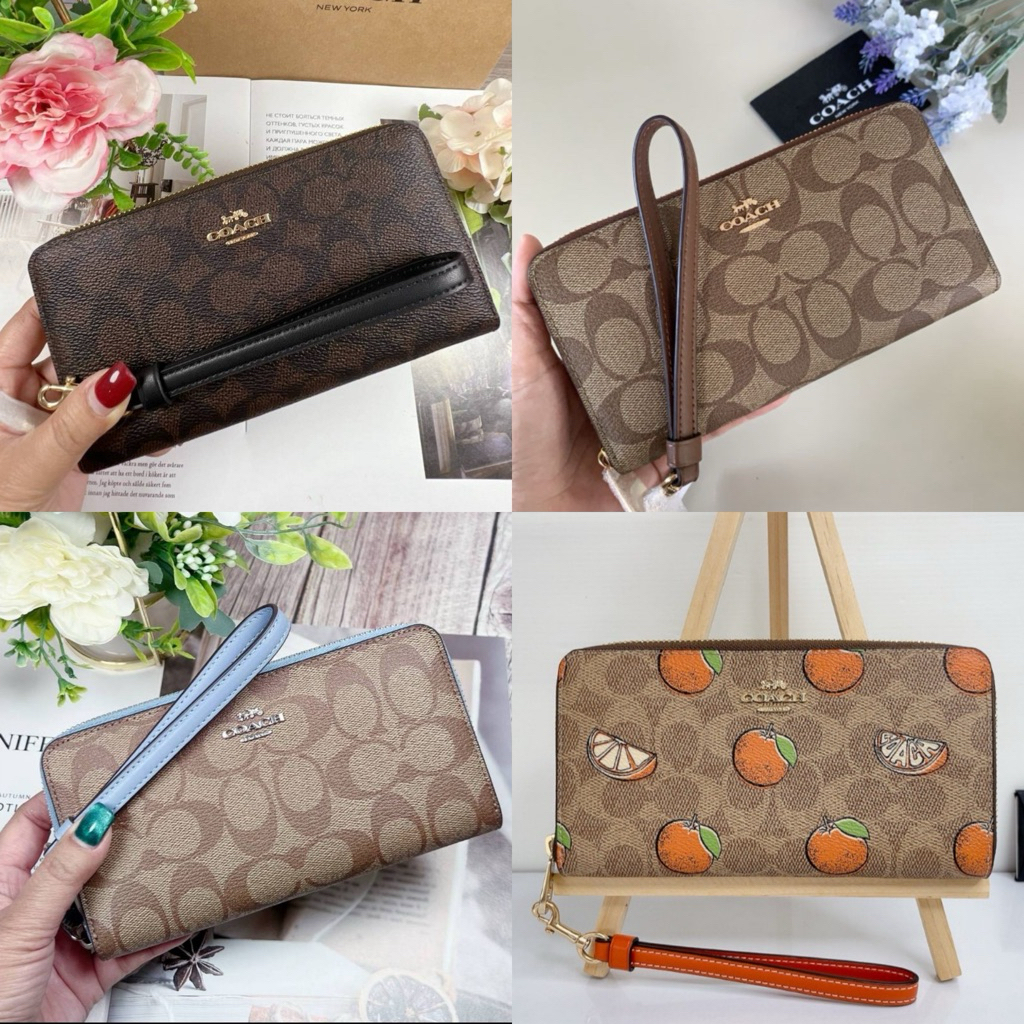 🎀 (สด-ผ่อน) กระเป๋าสตางค์ CAO92 ลูกส้ม CA092 / C4452 CW778 LONG ZIP AROUND WALLET IN SIGNATURE CANVA