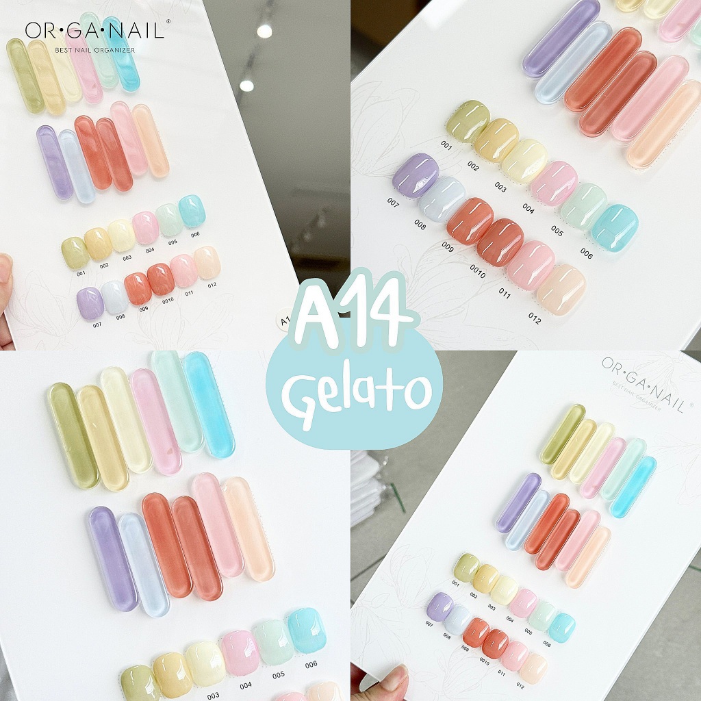 แยกขาย สีเล็บเจล OR•GA•NAIL (เซตA14 Gelato) 12 สีตัวเลือก หลายโทนสี Organail พร้อมส่ง