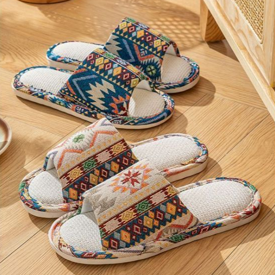 🔆ใหม่🔆(SH-1-34) รองเท้าสลิปเปอร์ลายเปอร์เซีย รองเท้าผ้าใส่เดินในบ้าน พื้นกันลื่น ชายและหญิง