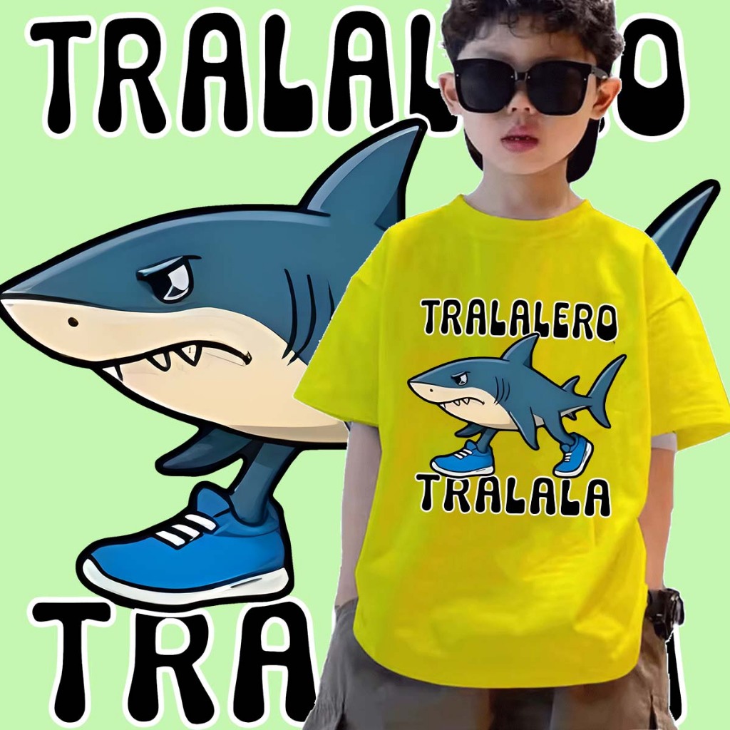 J-1358-SHORT เสื้อยืดเด็กลาย tralalero tralala มาใหม่ๆน่ารักๆสีสวยสดใสรุ่นนี้ใส่สบายมาก ส่งทั่วไทย (เสื้อเด็กนะคะ)