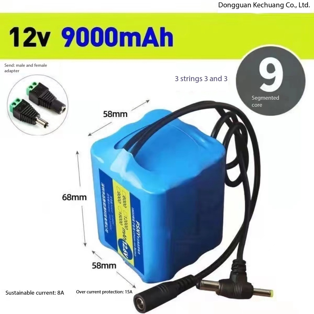 แบตเตอรี่ลิเธียม 12V 3Ah 6Ah 9Ah 12Ah 15Ah แบตเตอรี่แบบชาร์จไฟ 12V พร้อม BMS แบตเตอรี่ลิเธียมบอร์ดป้องกัน - รูปที่ 2