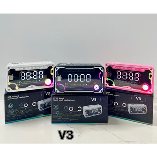 V3ลําโพงบลูทูธไร้สายการออกแบบลมกลจอแสดงผลเวลาที่ถูกต้องขั้นสูงบลูทูธ 5.3 LED RGB Lighting