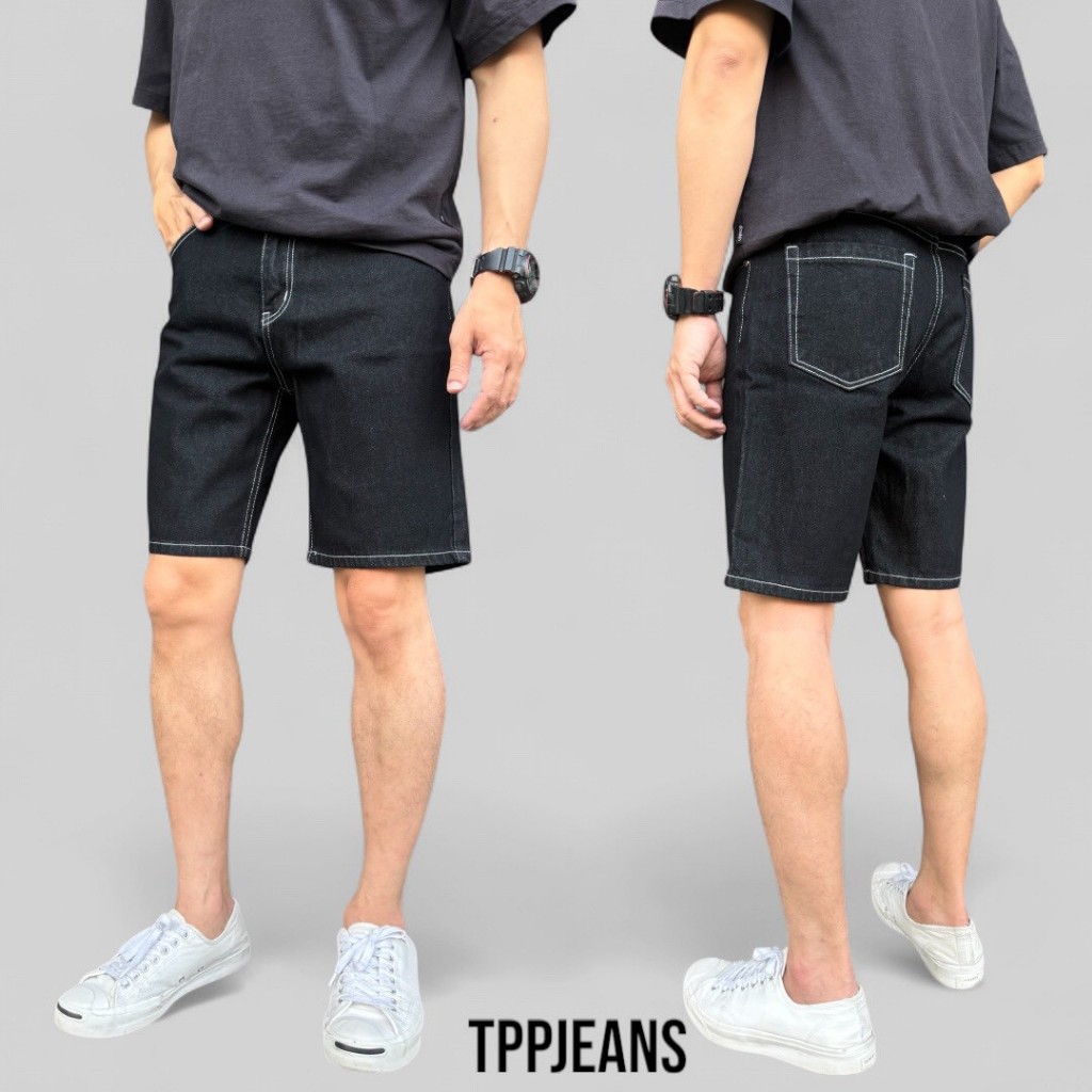 JEANSEXPRESS Short's Jeans 09 กางเกงยีนส์ขาสั้นชาย ทรงเหนือเข่า สียีนส์ดำเข้ม เป้าซิป Size 28-38 รับชำระปลายทาง