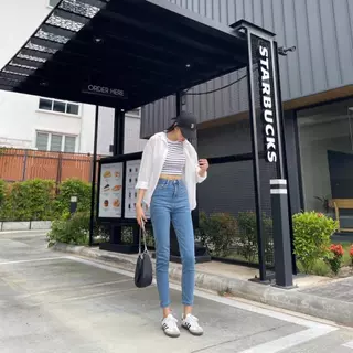ยีนส์ Nammmon Jeans f13,F17 กางเกงยีนส์ผ้าญี่ปุ่นไฮพรีเมี่ยมผ้ายืด กระบอกเล็ก ผู้หญิง เรียบไม่ขาด Clothing เสื้อผ้า