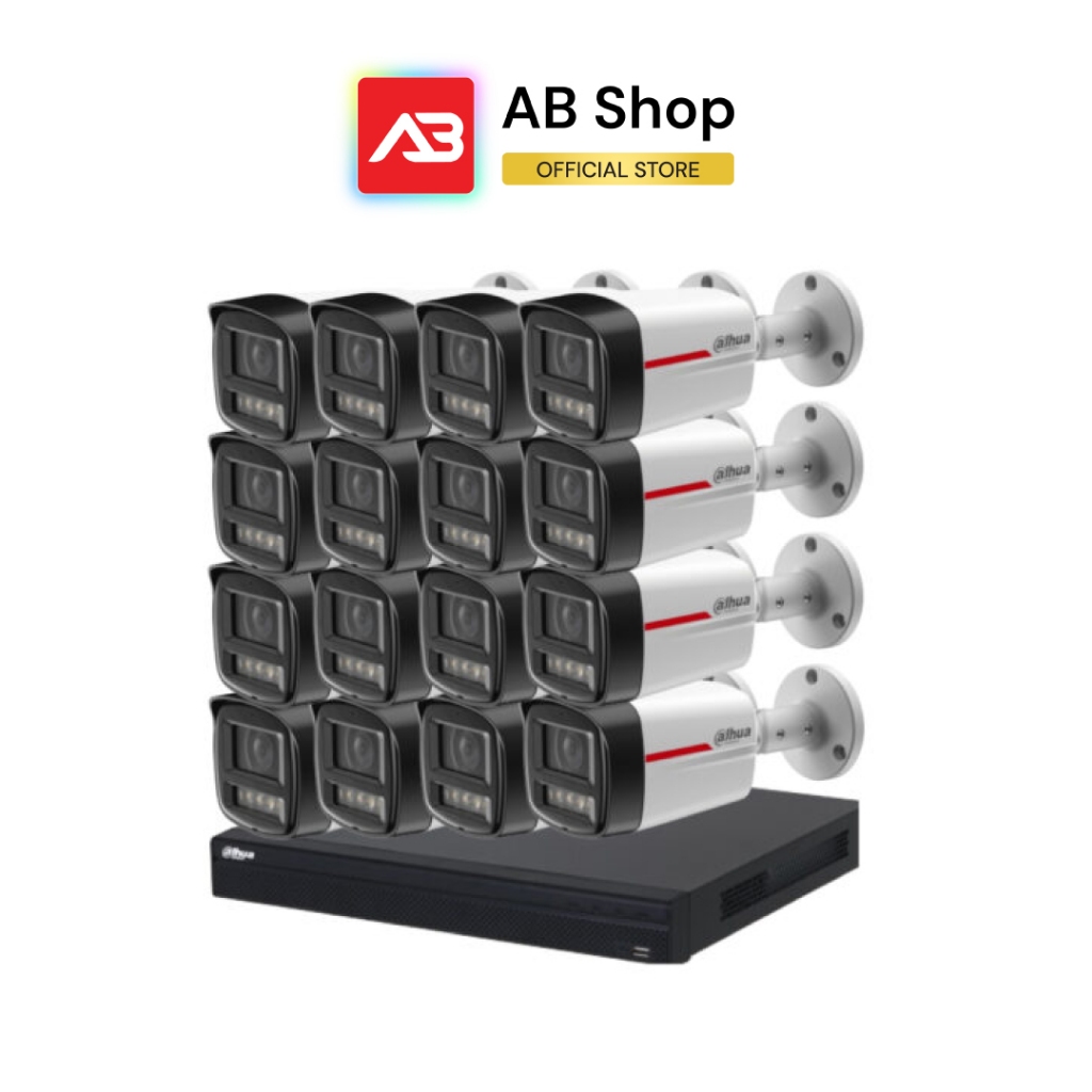 DAHUA ชุดกล้องวงจรปิด IP 16 ตัว 4 ล้านพิกเซล รุ่น DH-IPC-HFW2449TLP-S-PRO + DHI-NVR4216-16P-4KS3 (Wi