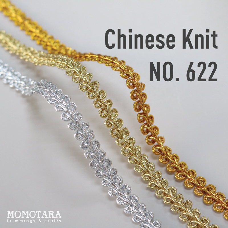 MOMOTARA No. 622 เทปทอลายตวัด Chinese Knit ขนาด 0.8 CM ยาว 18 หลา
