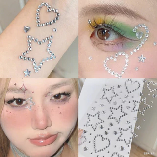 COD-ในไทย💖สติกเกอร์เพชร DIY ประดับโบว์รูปดาว3D สีสันสดใส ตกแต่งใบหน้า สำหรับผู้หญิง เครื่องประดับแฟชั่น-Kri