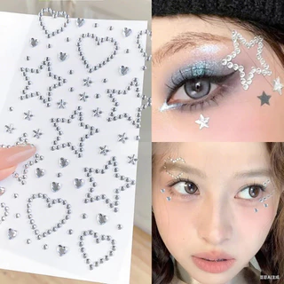 COD-ในไทย💖สติกเกอร์เพชร DIY ประดับโบว์รูปดาว3D สีสันสดใส ตกแต่งใบหน้า สำหรับผู้หญิง เครื่องประดับแฟชั่น-Kri