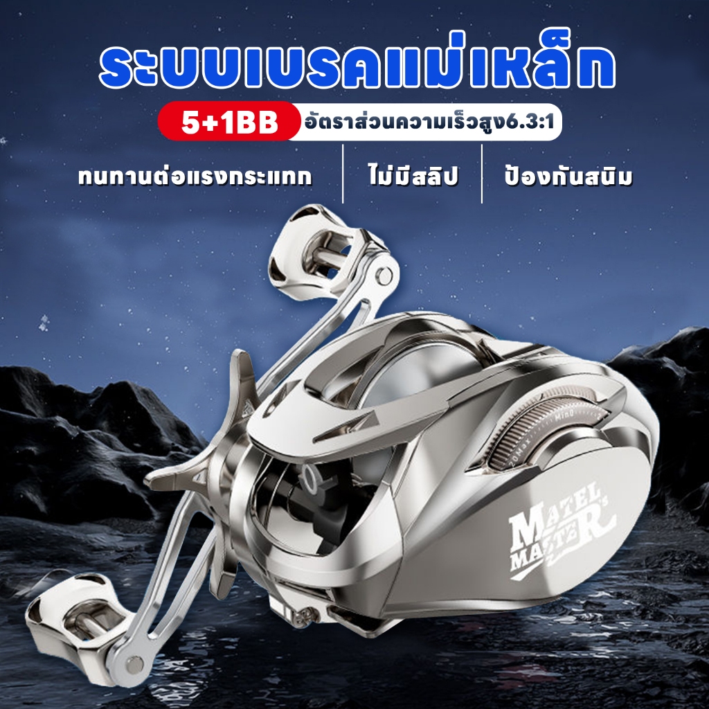 รอกเบ็ดตกปลา 6.3:1 รอกหยดน้ำ 10kg เบรคแม่เหล็กซ้ายและขวา รอกตกปลาเหยื่อรอกสปินนิ่ง เหมาะสำหรับน้ำจืดและน้ำเค็ม