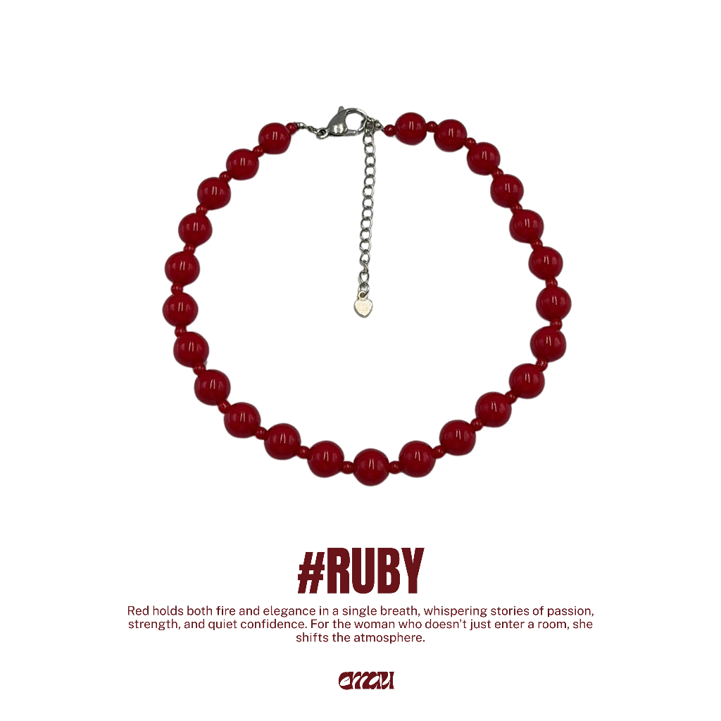 EMAU- Ruby the Elegant Red Necklace สร้อยหินปะการังแดง