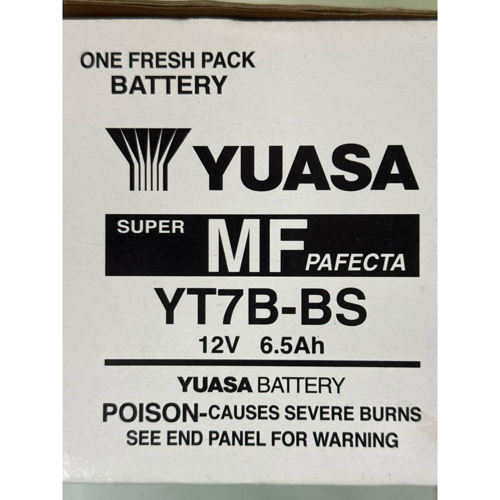 แบตเตอรี่แห้งแยกกรด ยัวซ่า (Yuasa) YT7B-BS สำหรับ Panigal 899/1199/1299, TTR250, Daytona 675R