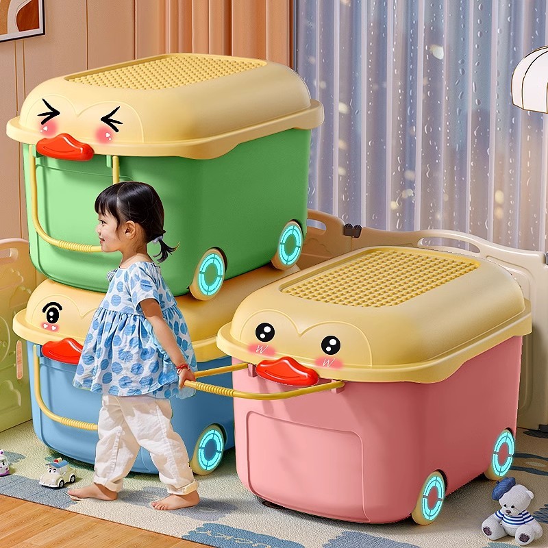 MULI กล่องเก็บของเล่นเด็ก กล่องเก็บของ ลายเพนกวิน ที่เก็บของเล่น มีให้เลือก 3 สี น่ารักสุดๆ มีล้อ ปลอดภัย ปลอดสารพิษ