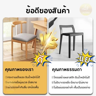 LA เก้าอี้ เก้าอี้กินข้าว สไตล์โมเดิร์น มีพนักพิง ขาเหล็ก เบาะหนัง เบาะนุ่ม ติดตั้งง่าย ไม่สั่น น้ำหนักมีแค่2กก.