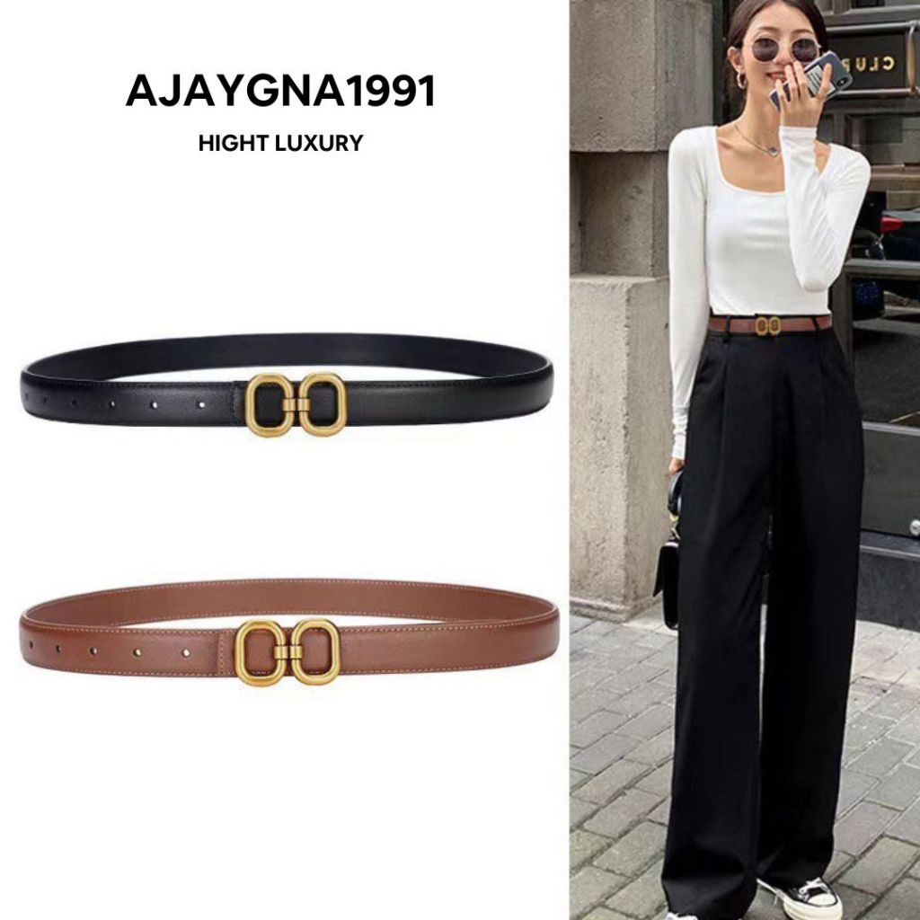 Ajaygna1991 เข็มขัดแฟชั่นผู้หญิง เข็มขัดสายหนังนิ่ม วินเทจ คลาสสิค พร้อมส่งในไทย BELT