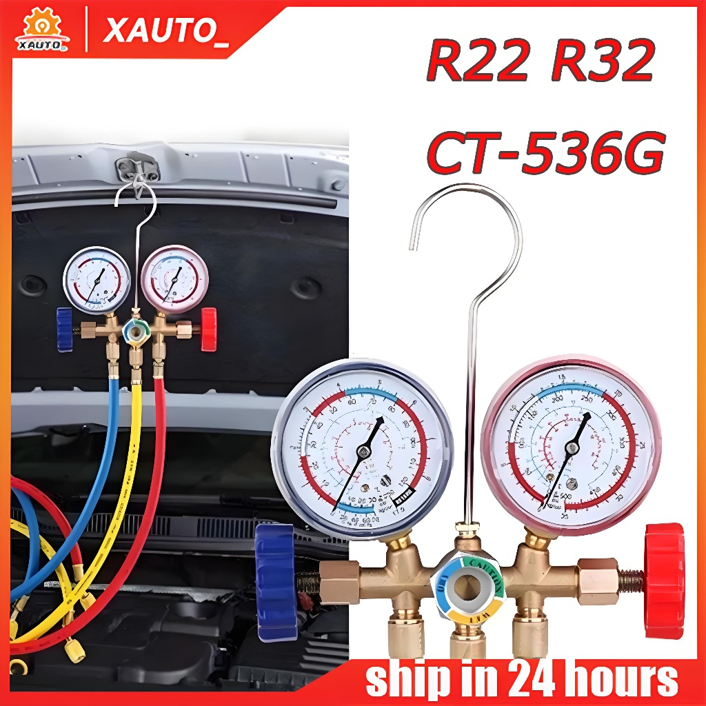 R22 CT-536G ชุดเกจวัดน้ำยาแอร์  เกจ์พร้อมสายน้ำยาแอร์ R22 สายเกจวัดน้ำยาแอร์ สาย36 นิ้ว3เส้น เครื่องมือช่างแอร์ ใช้ก