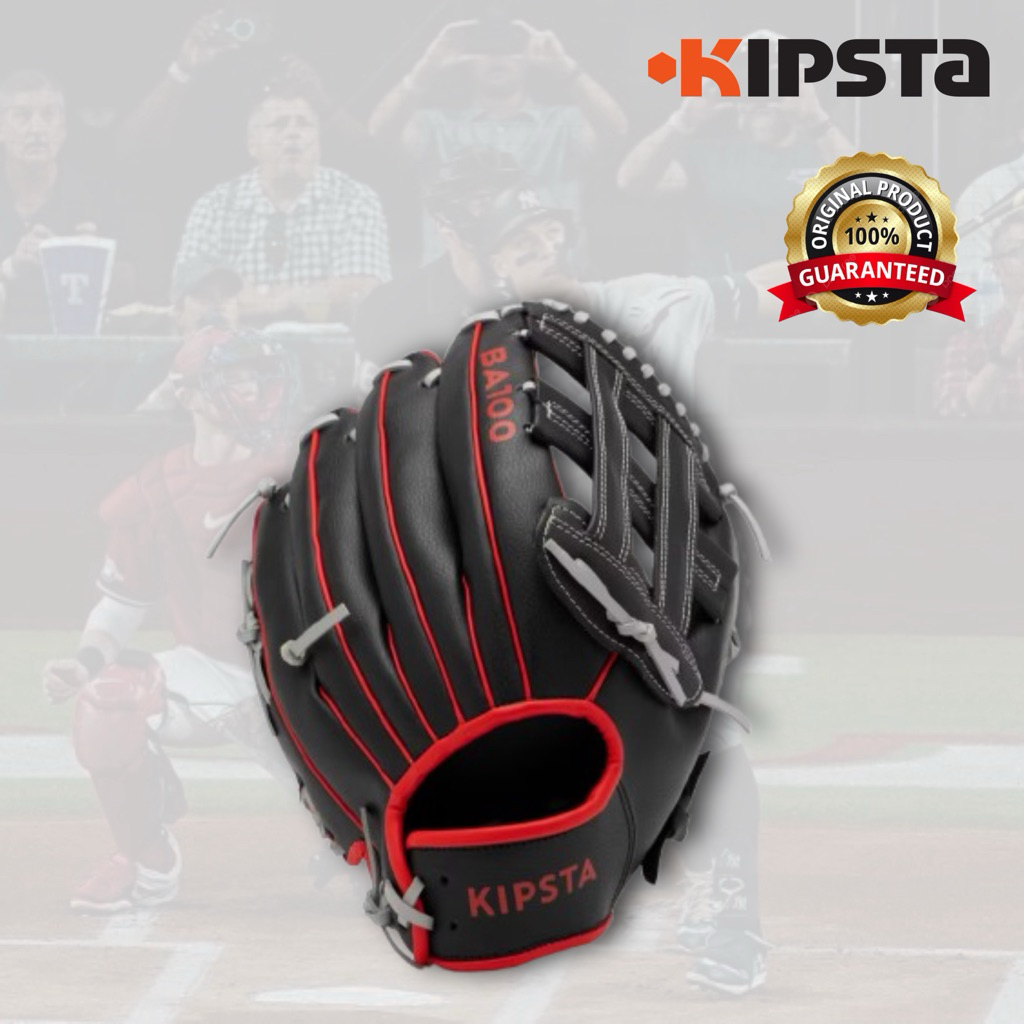 ถุงมือเบสบอลข้างซ้ายสำหรับผู้ใหญ่ รุ่น BA100 (สีดำ/แดง) KIPSTA