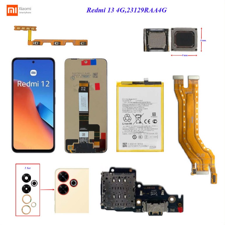 อะไหล่มือถือ Xiaomi Redmi 13 4G,M23129RAA4G/สายแพร/กระจกเลนส์กล้อง/ลำโพงหูฟัง/หน้าจอ LCD