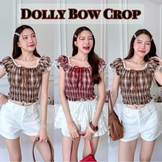 เสื้อแขนตุ๊กตาสาวอวบใส่ได้อกถึง 42 นิ้ว🎀Dolly Bow Crop🎀เสื้อครอปแขนตุ๊กตาแต่งลูกไม้ เสื้อสงกรานต์ เสื้อผ้าผู้หญิง