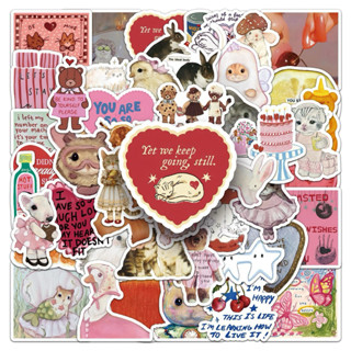 💥จัดส่งไว💥(054-1)สติกเกอร์ตกแต่งลายวินเทจ50 ชิ้น