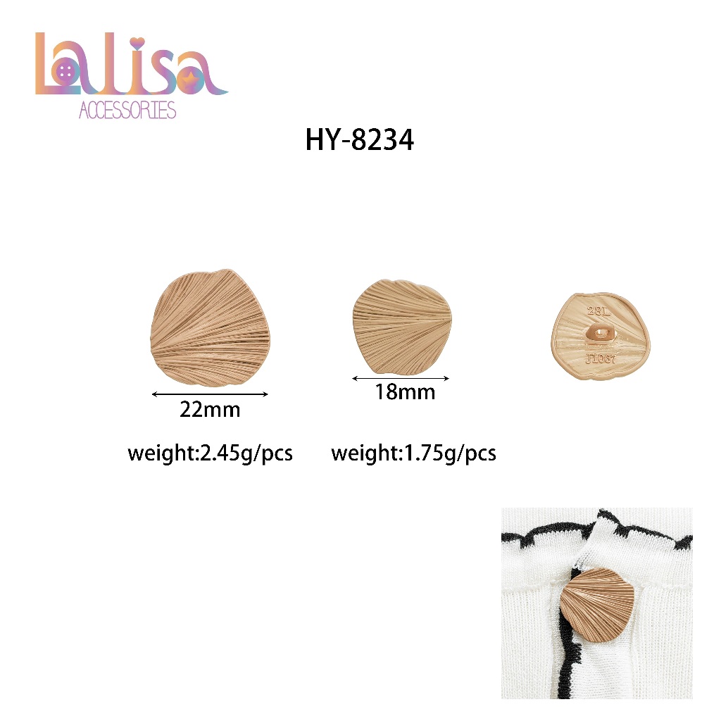 กระดุมรูปเปลือกหอยเชลล์ชวนชิม 18mm/21mm alloy button HY-8234